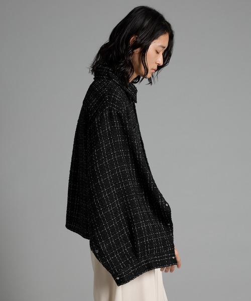 VELNUS（ベルナス）の「【VELNUS】Lame tweed 2way sleeve short shirt jacket/ラメツイード 2wayスリーブ ショート丈シャツジャケット（シャツ/ブラウス・メンズ・ホワイト/ブラック・M/S/L）」の8枚目の写真