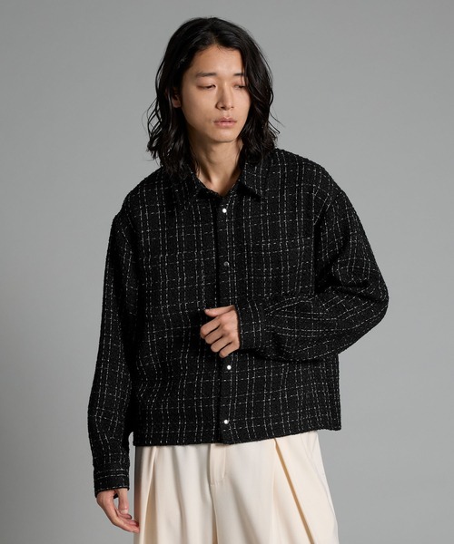 VELNUS（ベルナス）の「【VELNUS】Lame tweed 2way sleeve short shirt jacket/ラメツイード 2wayスリーブ ショート丈シャツジャケット（シャツ/ブラウス・メンズ・ホワイト/ブラック・M/S/L）」の18枚目の写真