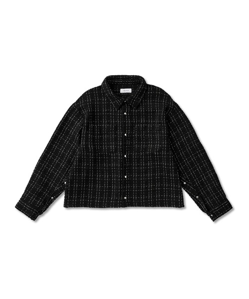 VELNUS】Lame tweed 2way sleeve short shirt jacket/ラメツイード