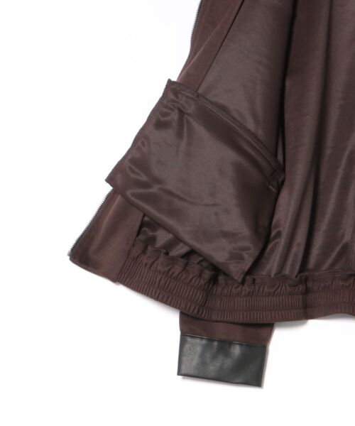 フェイクレザーカラーメルトンタッチブルゾン