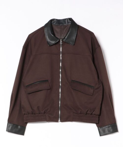 フェイクレザーカラーメルトンタッチブルゾン