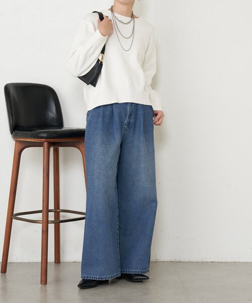 Jena espace merveilleux(ジェナ エスパスメルヴェイユ)の「バックラインボックスニット(ニット/セーター・レディース・オフホワイト/グレー/チャコールグレー・FREE)」の5枚目の写真