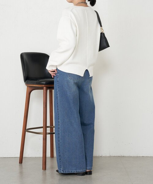 Jena espace merveilleux(ジェナ エスパスメルヴェイユ)の「バックラインボックスニット(ニット/セーター・レディース・オフホワイト/グレー/チャコールグレー・FREE)」の6枚目の写真