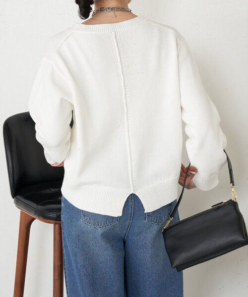 Jena espace merveilleux(ジェナ エスパスメルヴェイユ)の「バックラインボックスニット(ニット/セーター・レディース・オフホワイト/グレー/チャコールグレー・FREE)」の12枚目の写真