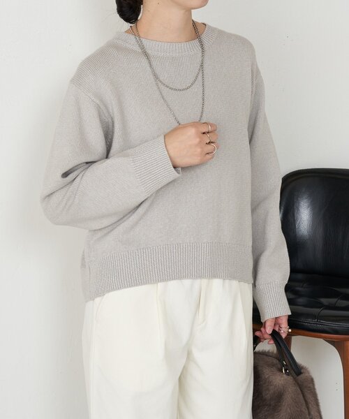 Jena espace merveilleux(ジェナ エスパスメルヴェイユ)の「バックラインボックスニット(ニット/セーター・レディース・オフホワイト/グレー/チャコールグレー・FREE)」の18枚目の写真