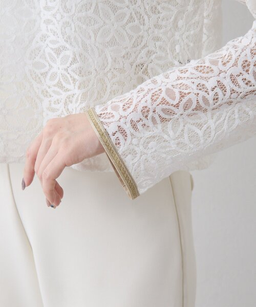 THE PAUSE（ザ ポーズ）の「【THE PAUSE】ボタニカルレースブラウス（シャツ/ブラウス・レディース・ブラック/オフホワイト・FREE）」の4枚目の写真