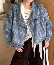 FINEnough（ファインナフ）の「デニムチェック柄　短丈ブルゾン（テーラードジャケット）」