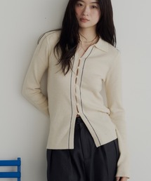 bita.（ビタ）の「配色ラインリブニットカーディガン（カーディガン/ボレロ）」