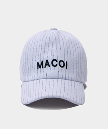 MACOI（マッコイ）の「ストライプロゴボールキャップ野球帽[ホワイト]（キャップ）」