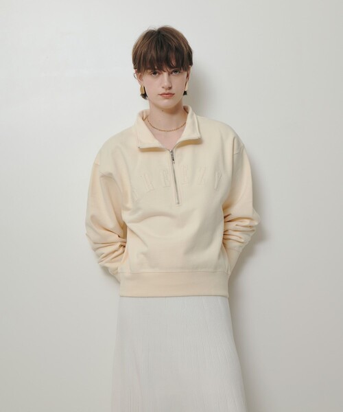 allureville(アルアバイル)の「ハーフジップ刺繍プルオーバー(Tシャツ/カットソー・レディース・アイボリー/カーキ・2)」の6枚目の写真