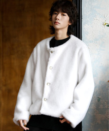 EFFECTION（エフェクション）の「【neos】ルーズシルエット ショート丈 ノーカラー ファージャケット（ノーカラージャケット）」