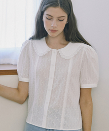 Textured Ruffle Collar Blouse - Ivory