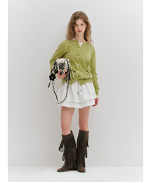 MEENDERI（ミーンデリ）の「FLOWER SHIRRING LAYERED SKIRT - WHITE（スカート）」