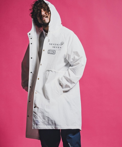 seventy seven(セブンティセブン)の「mj11347-nylon long hoodie coat ナイロンコート(7726S010)(その他アウター・メンズ・ブラック/ブルーグレー/オフホワイト・L/M/S)」の1枚目の写真