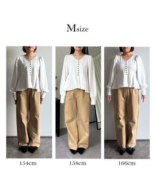 prose verse(プロズヴェール)の「パフスリーブVネックペプラムフレアブラウス PAL CLOSET ZOZO(シャツ/ブラウス・レディース・ブラック/オフホワイト・MEDIUM/LARGE)」の3枚目の写真