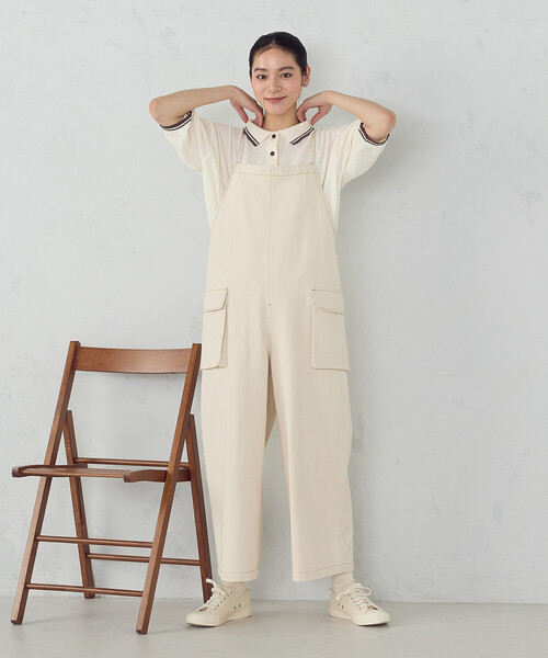 ONIGIRI（オニギリ）の「配色ラインニットポロ（ニット/セーター・レディース・ネイビー/アイボリー・FREE）」の3枚目の写真