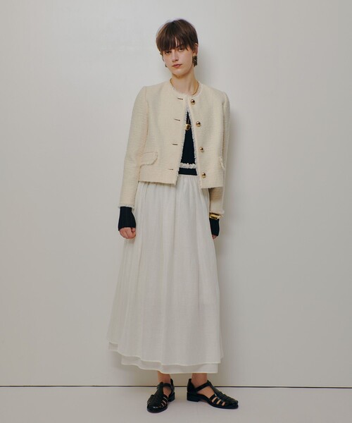 allureville（アルアバイル）の「カールマイヤーギャザースカート（スカート・レディース・ブラック/ホワイト・1/2）」の16枚目の写真