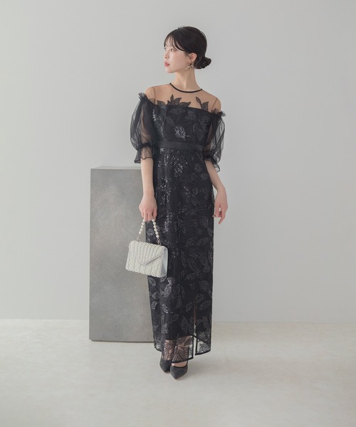 Leja(レジャ)の「【LEJA】リーフスパンコールチュールパフスリーブIラインワンピースオケージョンドレス(ドレス・レディース・グレー/ブラック・MEDIUM/SMALL)」の19枚目の写真