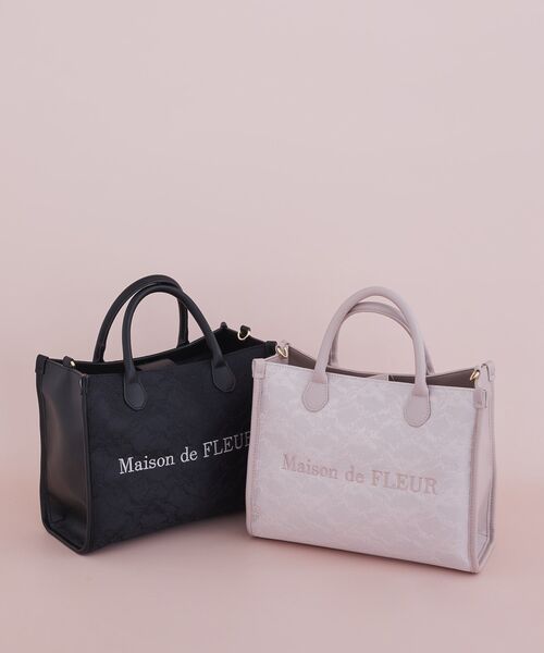 Maison de FLEUR(メゾンドフルール)の「レース2Wayトートバッグ(ハンドバッグ・レディース・ブラック/ピンク・FREE)」の3枚目の写真