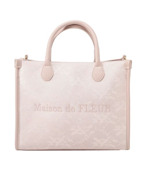 Maison de FLEUR(メゾンドフルール)の「レース2Wayトートバッグ(ハンドバッグ・レディース・ブラック/ピンク・FREE)」の5枚目の写真