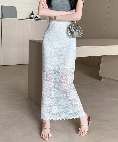 ReRe（リリ）の「レース×スカラップヘムスカート（スカート・レディース・ホワイト/ブラック・MEDIUM/LARGE）」の21枚目の写真