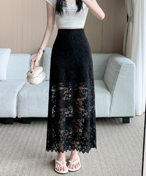 ReRe（リリ）の「レース×スカラップヘムスカート（スカート・レディース・ホワイト/ブラック・MEDIUM/LARGE）」の7枚目の写真