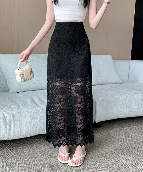 ReRe（リリ）の「レース×スカラップヘムスカート（スカート・レディース・ホワイト/ブラック・MEDIUM/LARGE）」の9枚目の写真