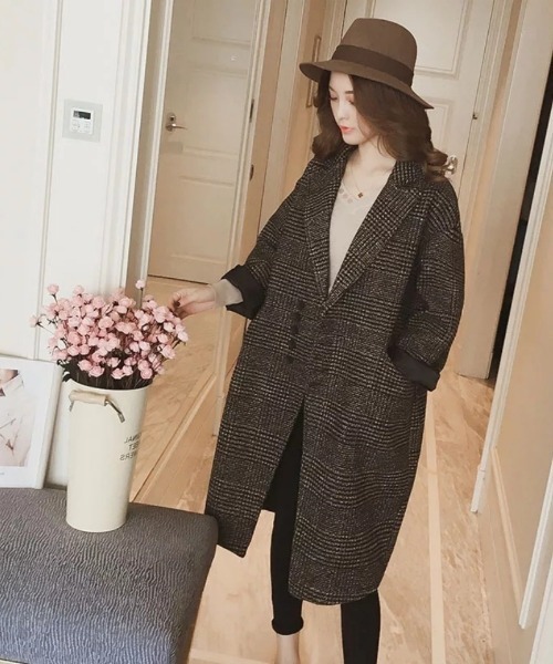 Ritzy(リッツィー)の「グレンチェックチェスターコート(チェスターコート・レディース・ブラウン・LARGE/MEDIUM)」の1枚目の写真