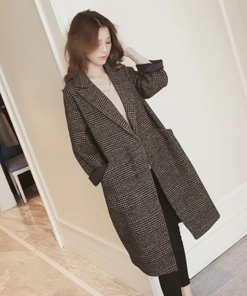 Ritzy(リッツィー)の「グレンチェックチェスターコート(チェスターコート・レディース・ブラウン・LARGE/MEDIUM)」の2枚目の写真