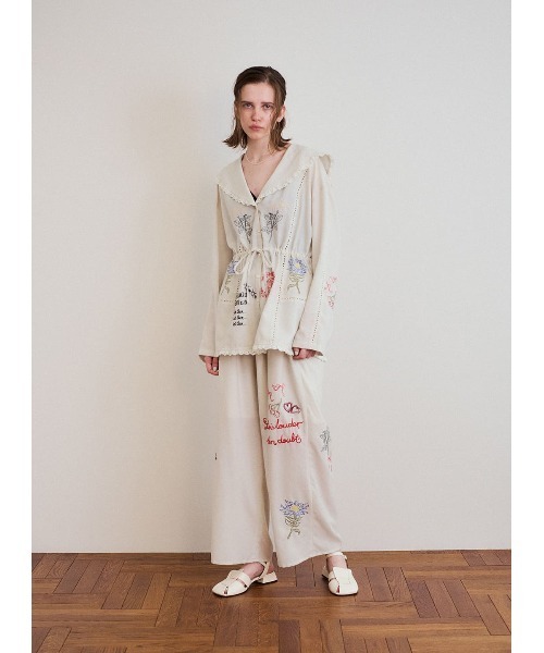 COEL（コエル）の「ヴィンテージ刺繍パンツ（その他パンツ・レディース・アイボリー/ブラック・38/36）」の2枚目の写真
