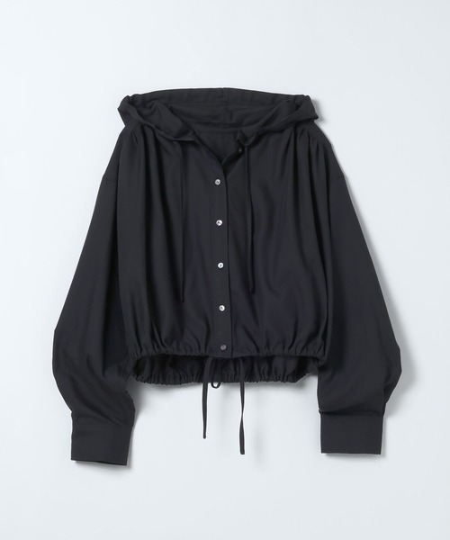 JEANASIS(ジーナシス)の「ドロストショートシャツフーディ/650633(シャツ/ブラウス・レディース・チェック/ブラック/ホワイト・FREE)」の3枚目の写真