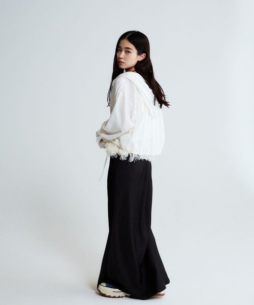 JEANASIS(ジーナシス)の「ドロストショートシャツフーディ/650633(シャツ/ブラウス・レディース・チェック/ブラック/ホワイト・FREE)」の4枚目の写真