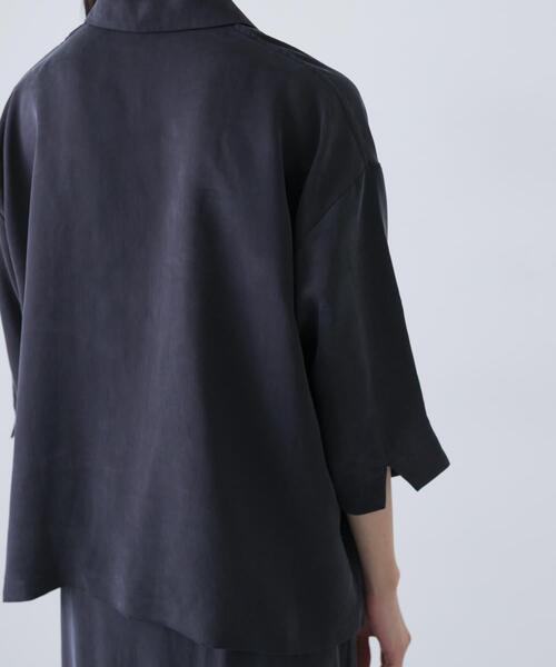 かぐれ（カグレ）の「キュプラオープンカラーシャツ（シャツ/ブラウス・レディース・ネイビー/ブラック・FREE）」の19枚目の写真