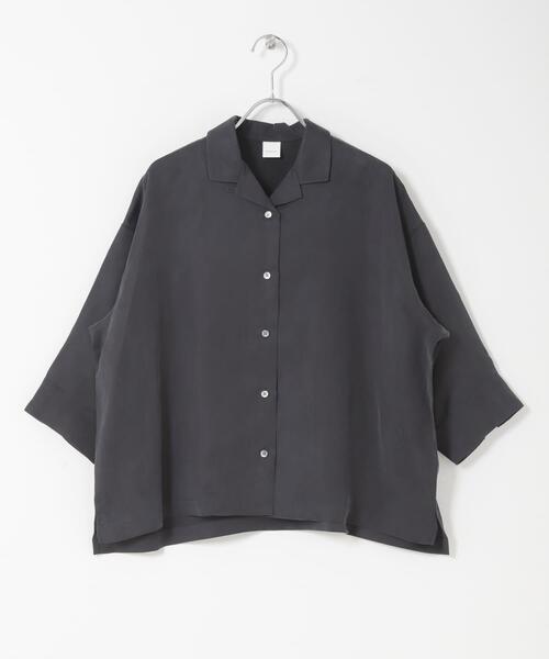 かぐれ（カグレ）の「キュプラオープンカラーシャツ（シャツ/ブラウス・レディース・ネイビー/ブラック・FREE）」の20枚目の写真