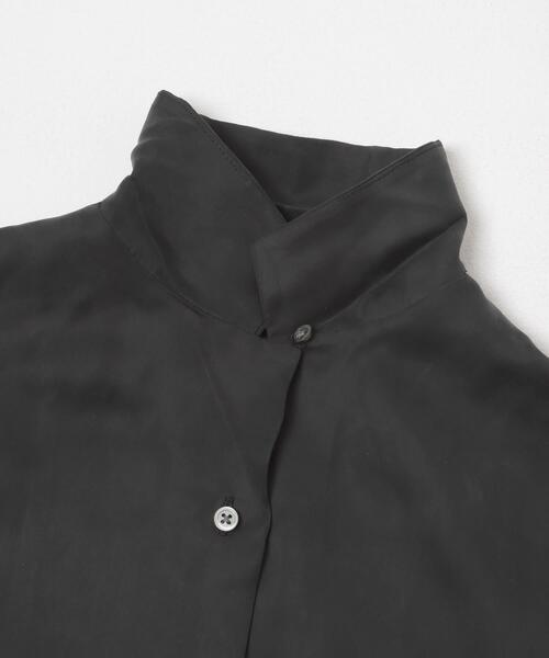 かぐれ（カグレ）の「キュプラオープンカラーシャツ（シャツ/ブラウス・レディース・ネイビー/ブラック・FREE）」の3枚目の写真