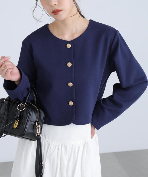 FREE'S MART（フリーズマート）の「◆金ボタンノーカラージャケット（ノーカラージャケット・レディース・ネイビー/ブラック系その他・FREE）」の2枚目の写真
