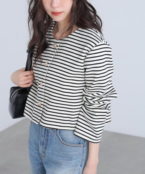 FREE'S MART（フリーズマート）の「◆金ボタンノーカラージャケット（ノーカラージャケット・レディース・ネイビー/ブラック系その他・FREE）」の3枚目の写真