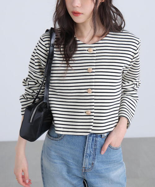 FREE'S MART（フリーズマート）の「◆金ボタンノーカラージャケット（ノーカラージャケット・レディース・ネイビー/ブラック系その他・FREE）」の4枚目の写真