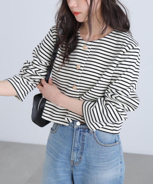 FREE'S MART（フリーズマート）の「◆金ボタンノーカラージャケット（ノーカラージャケット・レディース・ネイビー/ブラック系その他・FREE）」の5枚目の写真