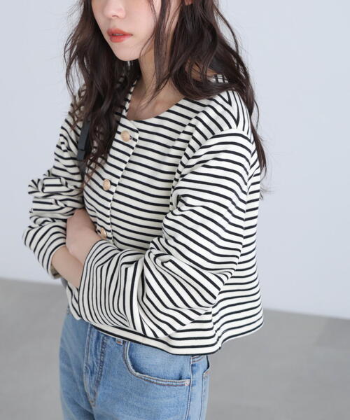 FREE'S MART（フリーズマート）の「◆金ボタンノーカラージャケット（ノーカラージャケット・レディース・ネイビー/ブラック系その他・FREE）」の6枚目の写真