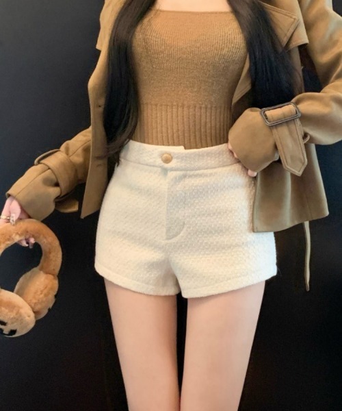 おしゃれスタ(オシャレスタ)の「きれいめツイードショートパンツ(その他パンツ・レディース・ブラック/ホワイト/キャメル/レッド・S/M/L)」の10枚目の写真