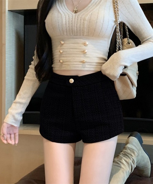 おしゃれスタ(オシャレスタ)の「きれいめツイードショートパンツ(その他パンツ・レディース・ブラック/ホワイト/キャメル/レッド・S/M/L)」の11枚目の写真