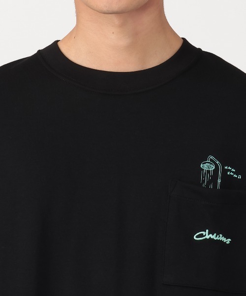 CHUMS(チャムス)の「CHUMS/チャムス COTTON DRY Post-Run Bath Pocket TEE(Tシャツ/カットソー・メンズ・ブラック/ホワイト・L/M/S)」の7枚目の写真