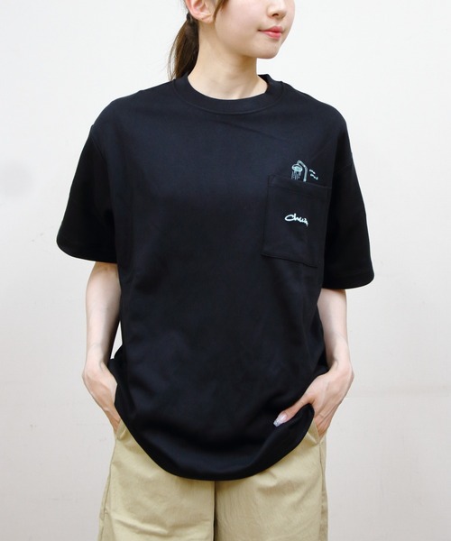 CHUMS(チャムス)の「CHUMS/チャムス COTTON DRY Post-Run Bath Pocket TEE(Tシャツ/カットソー・メンズ・ブラック/ホワイト・L/M/S)」の14枚目の写真