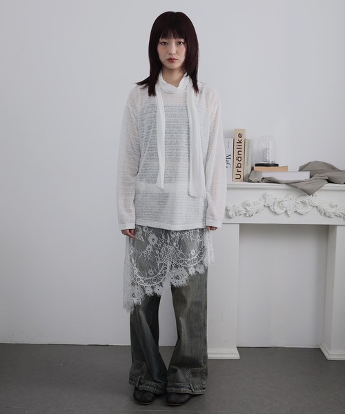 Ulysses(ユリシス)の「レースレイヤードアシメスカート(スカート・レディース・ホワイト/ブラック・F)」の6枚目の写真