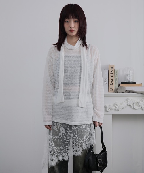 Ulysses(ユリシス)の「レースレイヤードアシメスカート(スカート・レディース・ホワイト/ブラック・F)」の7枚目の写真