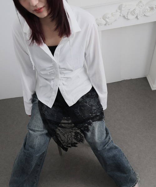 Ulysses(ユリシス)の「レースレイヤードアシメスカート(スカート・レディース・ホワイト/ブラック・F)」の13枚目の写真