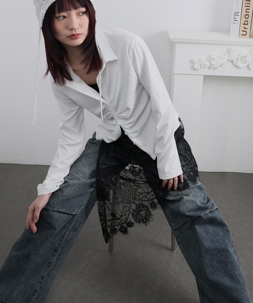 Ulysses(ユリシス)の「レースレイヤードアシメスカート(スカート・レディース・ホワイト/ブラック・F)」の14枚目の写真