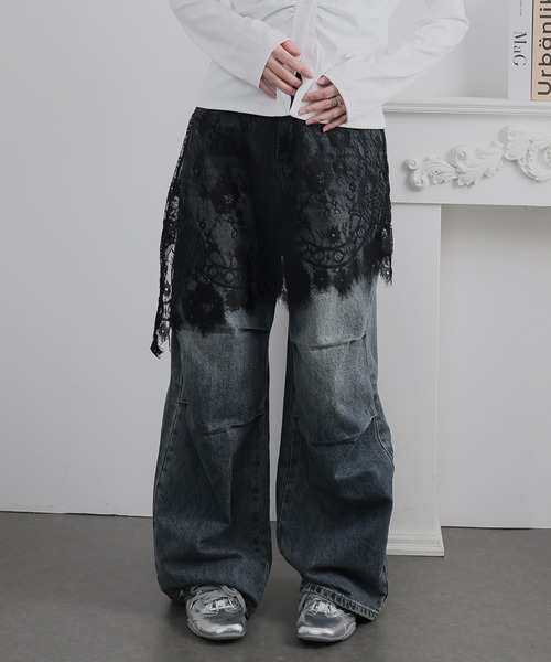 Ulysses(ユリシス)の「レースレイヤードアシメスカート(スカート・レディース・ホワイト/ブラック・F)」の9枚目の写真