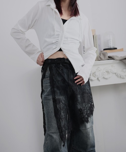 Ulysses(ユリシス)の「レースレイヤードアシメスカート(スカート・レディース・ホワイト/ブラック・F)」の18枚目の写真